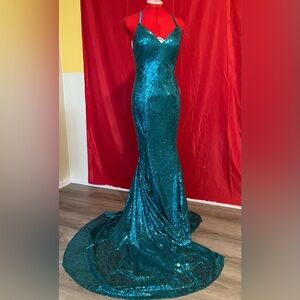 BRAND NEW SEQUIN DRESS TURQUOISE NEVER WORN